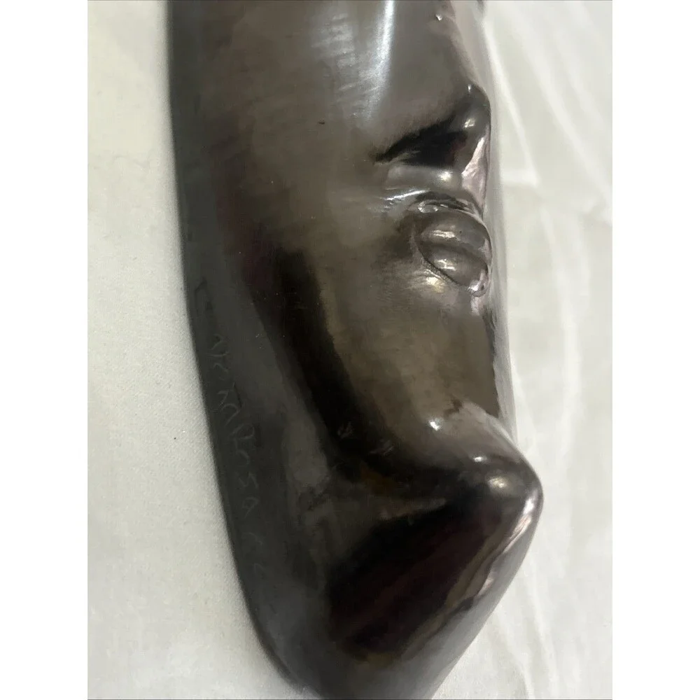 Vintage Doña Rosa Oaxaca Barro Negro Black Clay Mask Signed Mexican Pottery